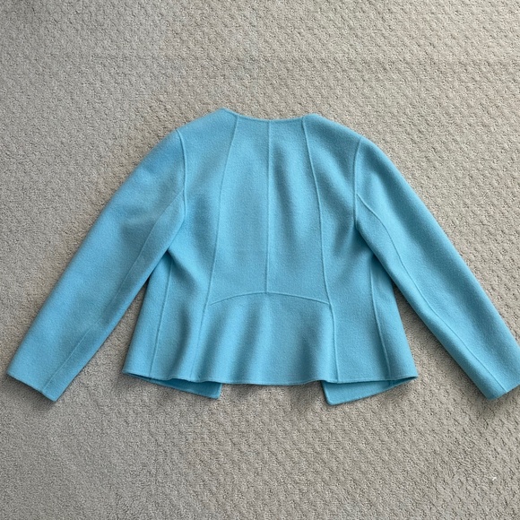 Talbots Collarless Open Front Wool Jacket Light Blue Petite Med Classic/Winter - Picture 7 of 13